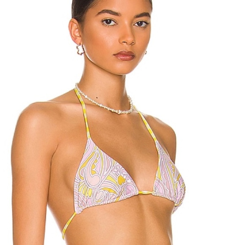 NWT VDM Reversible Blair Bikini Top in Smoothie Swirl & Yellow Gingham Z68
